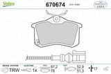 VALEO Piduriklotside komplekt, ketaspidur 670674