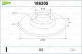VALEO Тормозной диск 186205