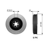 GATES Ременный шкив, коленчатый вал TVD1042