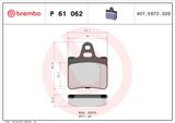 BREMBO Комплект тормозных колодок, дисковый тормоз P 61 062