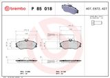 BREMBO Комплект тормозных колодок, дисковый тормоз P 85 018