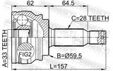 FEBEST Ledsats, drivaxel 0410-CY34