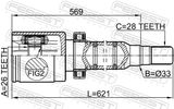FEBEST Ledsats, drivaxel 2711-S60IIRH