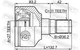 FEBEST Ledsats, drivaxel 2711-XC70LH