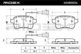 RIDEX Комплект тормозных колодок, дисковый тормоз 402B0534