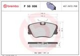 BREMBO Комплект тормозных колодок, дисковый тормоз P 50 008