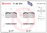 BREMBO Комплект тормозных колодок, дисковый тормоз P 50 074
