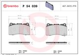 BREMBO Bremžu uzliku kompl., Disku bremzes P 54 039