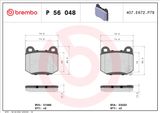 BREMBO Комплект тормозных колодок, дисковый тормоз P 56 048