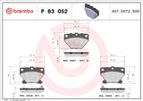 BREMBO Комплект тормозных колодок, дисковый тормоз P 83 052