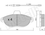 METELLI Комплект тормозных колодок, дисковый тормоз 22-0105-0