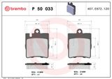 BREMBO Комплект тормозных колодок, дисковый тормоз P 50 033