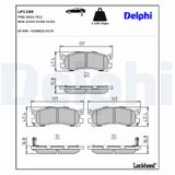 DELPHI Комплект тормозных колодок, дисковый тормоз LP1189