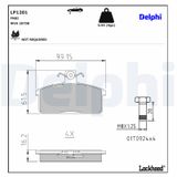 DELPHI Комплект тормозных колодок, дисковый тормоз LP1201