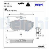 DELPHI Комплект тормозных колодок, дисковый тормоз LP1410