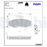 DELPHI Комплект тормозных колодок, дисковый тормоз LP1429
