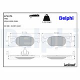 DELPHI Комплект тормозных колодок, дисковый тормоз LP1474