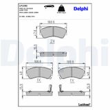 DELPHI Комплект тормозных колодок, дисковый тормоз LP1590