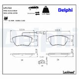 DELPHI Комплект тормозных колодок, дисковый тормоз LP1722