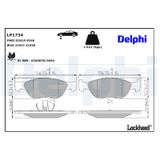 DELPHI Комплект тормозных колодок, дисковый тормоз LP1734