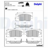 DELPHI Комплект тормозных колодок, дисковый тормоз LP1742