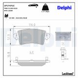 DELPHI Комплект тормозных колодок, дисковый тормоз LP1747LC