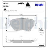 DELPHI Комплект тормозных колодок, дисковый тормоз LP1761