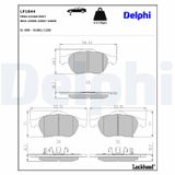 DELPHI Комплект тормозных колодок, дисковый тормоз LP1844