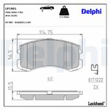 DELPHI Комплект тормозных колодок, дисковый тормоз LP1901
