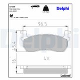 DELPHI Комплект тормозных колодок, дисковый тормоз LP259