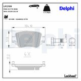 DELPHI Комплект тормозных колодок, дисковый тормоз LP2709