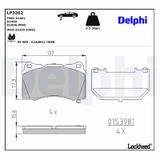 DELPHI Bremžu uzliku kompl., Disku bremzes LP3362
