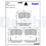 DELPHI Комплект тормозных колодок, дисковый тормоз LP3521