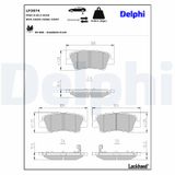 DELPHI Комплект тормозных колодок, дисковый тормоз LP3874