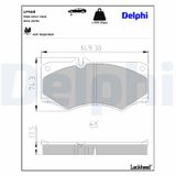 DELPHI Комплект тормозных колодок, дисковый тормоз LP468