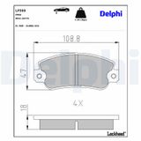 DELPHI Комплект тормозных колодок, дисковый тормоз LP509