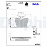 DELPHI Комплект тормозных колодок, дисковый тормоз LP522