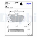 DELPHI Комплект тормозных колодок, дисковый тормоз LP597