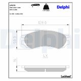 DELPHI Комплект тормозных колодок, дисковый тормоз LP670