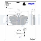 DELPHI Комплект тормозных колодок, дисковый тормоз LP731