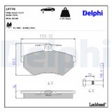 DELPHI Комплект тормозных колодок, дисковый тормоз LP770
