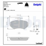 DELPHI Комплект тормозных колодок, дисковый тормоз LP778