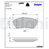 DELPHI Комплект тормозных колодок, дисковый тормоз LP783