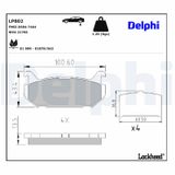 DELPHI Комплект тормозных колодок, дисковый тормоз LP802