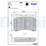 DELPHI Комплект тормозных колодок, дисковый тормоз LP844
