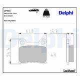 DELPHI Комплект тормозных колодок, дисковый тормоз LP915