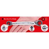 KS TOOLS 4-in-1 GEARplus Käännettävä Kaksoisräikkälenkkiavain, 10x13x17x19 mm 503.4565
