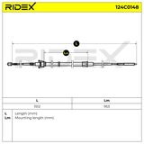 RIDEX Тросик, cтояночный тормоз 124C0148