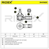 RIDEX Наконечник поперечной рулевой тяги 914T0031