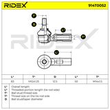 RIDEX Наконечник поперечной рулевой тяги 914T0052